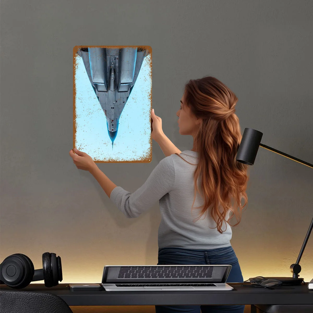 علامة الطائرة ملصق الطائرة ركن القهوة بار علامات القصدير المعدنية المخصصة لجدار الفن اكسسوارات الديكور لعناصر الديكور المنزل #2