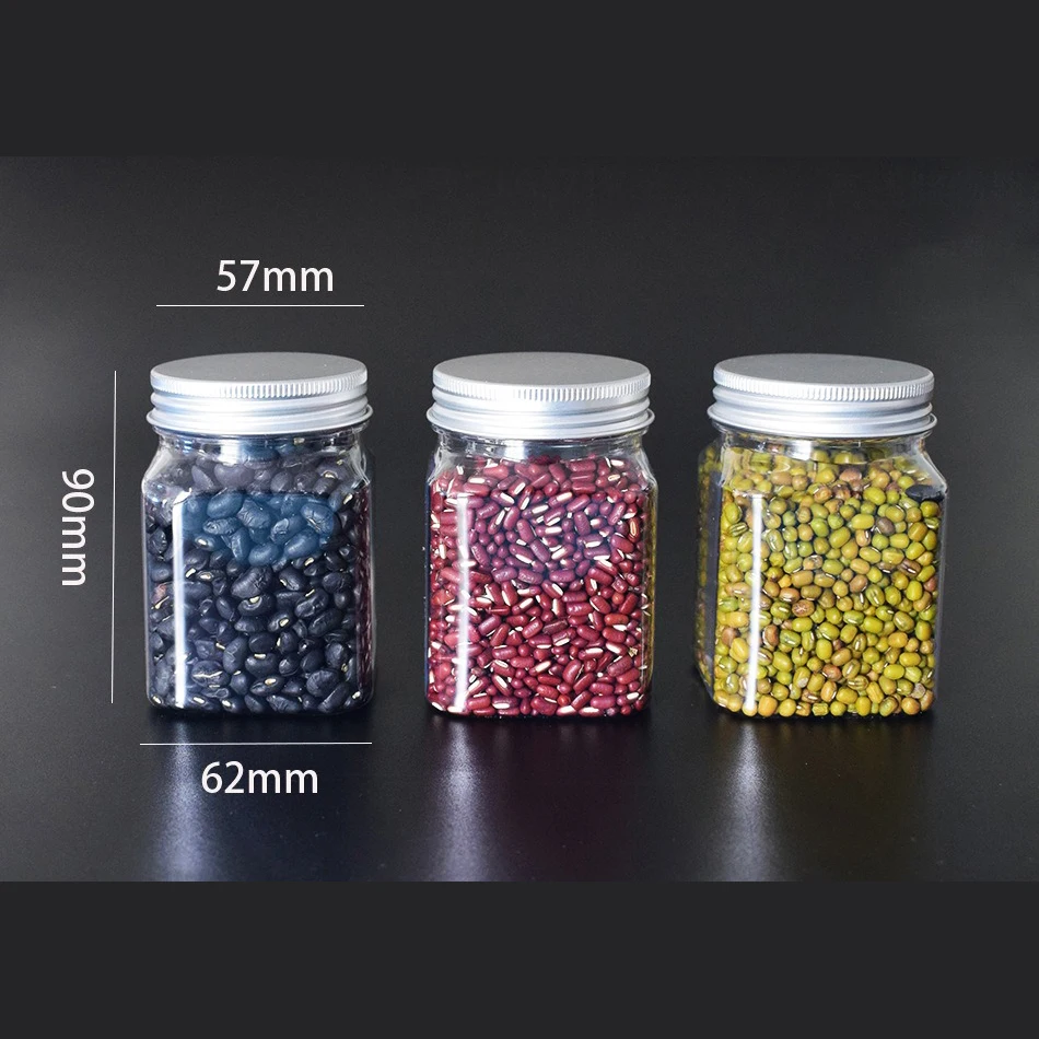 Square Transparent Sealed Can With Lid Candy Food Biscuit Snack Storage Jar Plastic Empty Universal Packaging Containers Pots