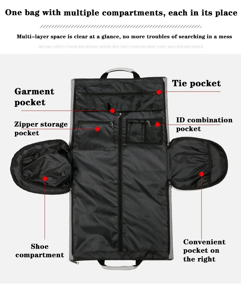 Luggage Bag Multifunctional Men's  Waterproof Travel Duffle Bag with Wet Dry Separation Single Shoulder Crossbody Suit Hand Bag