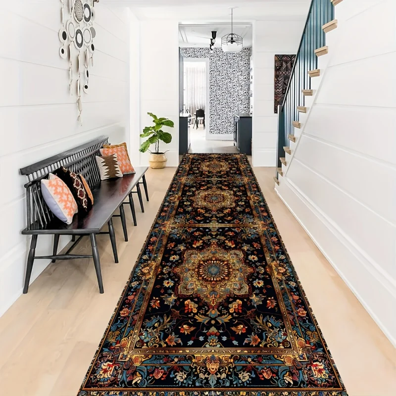 

Винтажный персидский ковер VIKAMA для коридора, нескользящий, грязеотталкивающий, для кухни и прачечной, напольный коврик для спальни, дорожка для дома, декор для интерьера