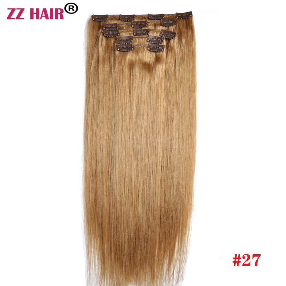 ZZHAIR 100% Braziliaanse Human Remy Hair Extensions 16 "-24" 5 Stuks Set 180g-200g Vijf Stuk Clips In 1x20 2x15 2x10 Natuurlijk Recht