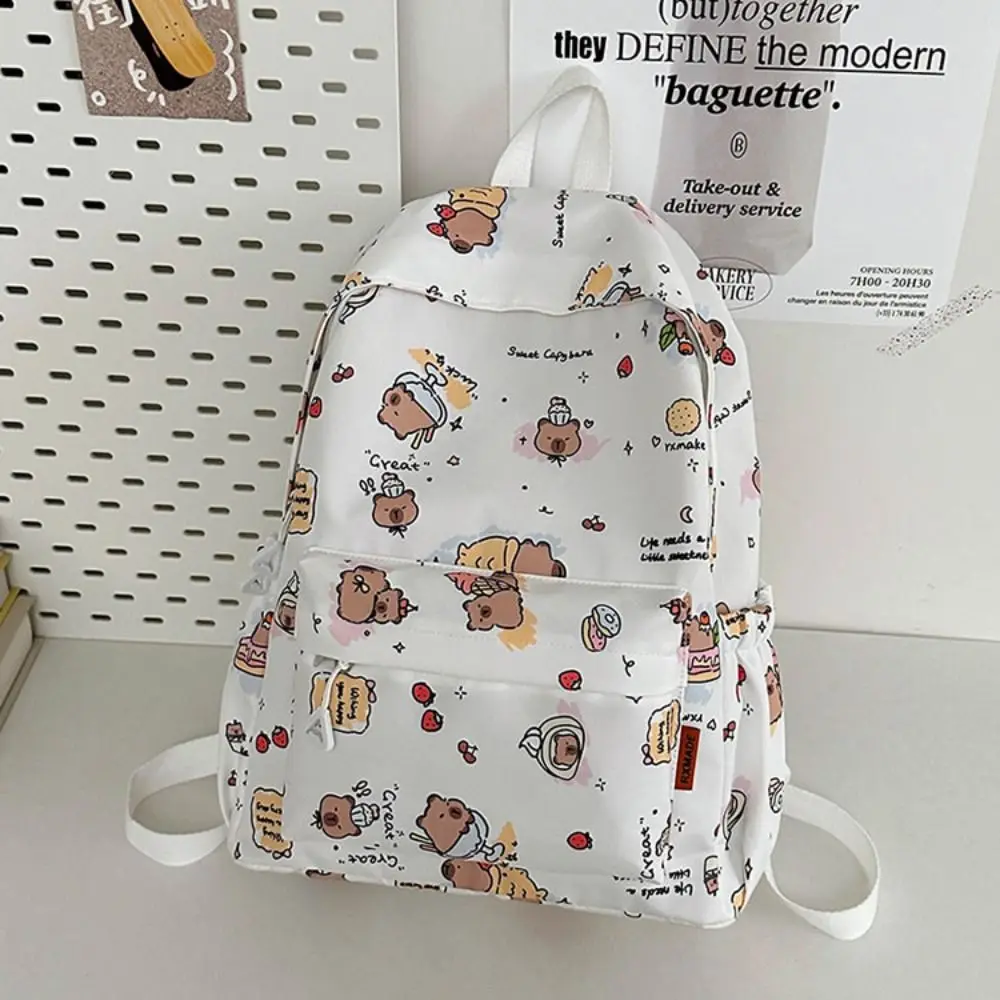 New Simple Capybara Backpack Cartoon Large Capacity School Bags Pattern Shoulder Bags Teenagers
