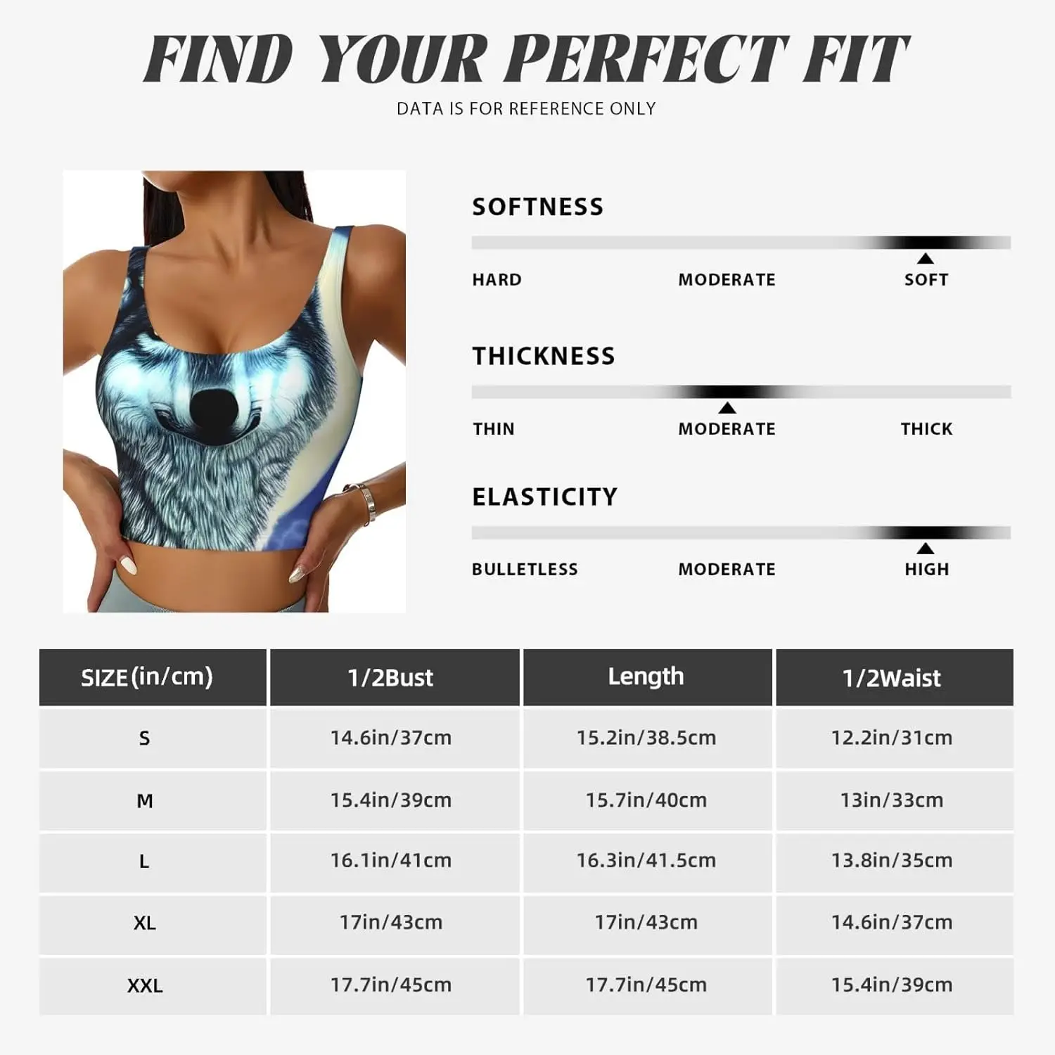 Colete esportivo feminino, colete de ioga confortável e sem costura com almofadas removíveis - Wolf Under Moon