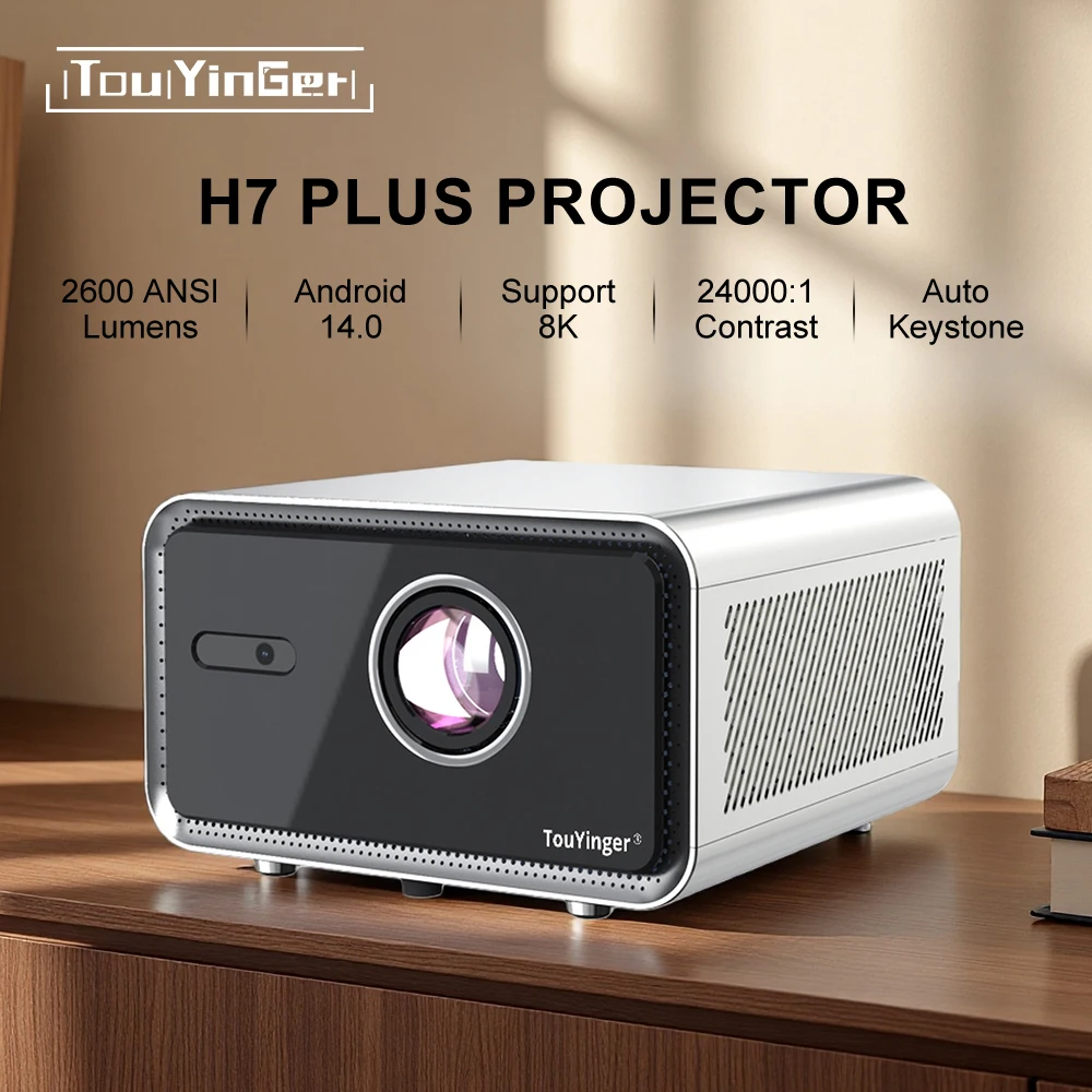 Touyinger H7 Plus 2600 ANSI Lumens Auto-Focus Full HD 1080P Outdoor Android Projector 2G + 32GB Portable Home Theater Projector