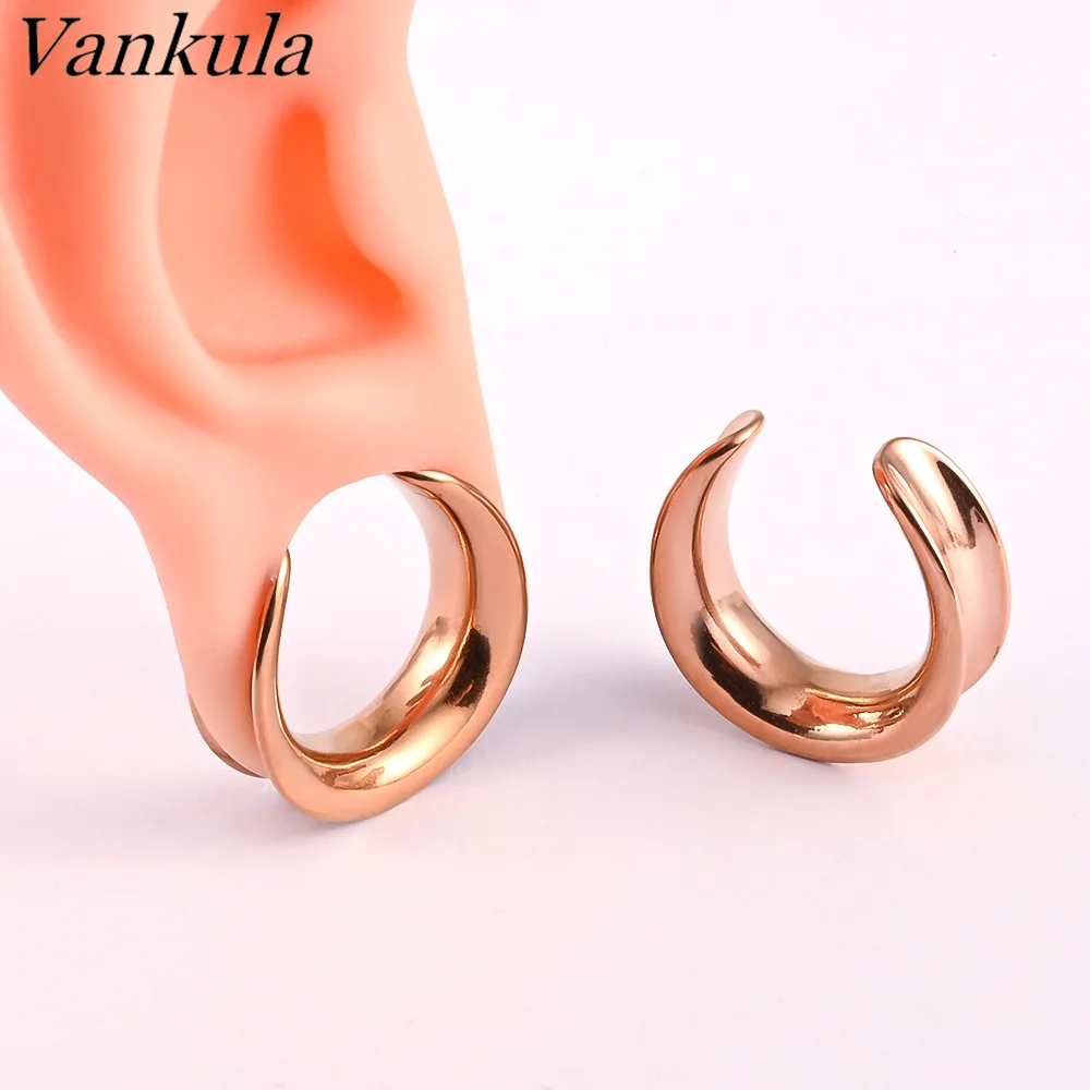 Vankula 2PCS  Ear Piercing Plugs Cool Body Jewelry Ear Statement Stainless Steel Earrings Expander Gift Saddle Plug Tunnle