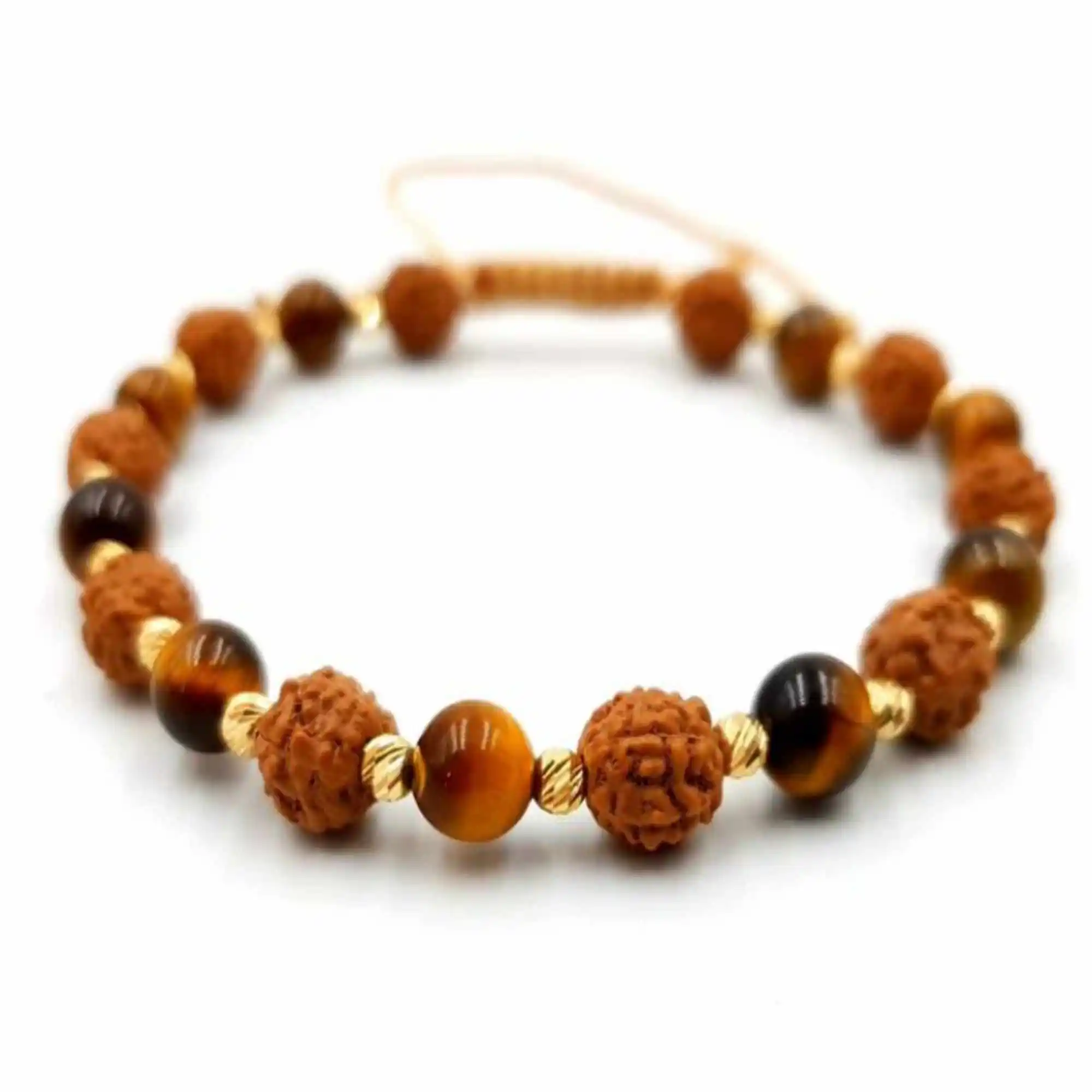 

6mm Natural Rudraksha Tiger's Eye gemstone beads Bracelet Glowing Dark Matter Meditation Wristband Gift Pray Blessing Classic