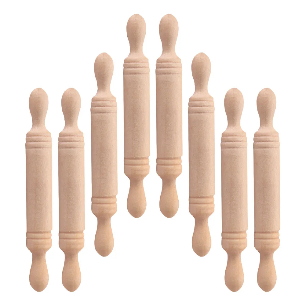 8 Pcs Childrens Toys Shiwan Rolling Stick Photo Props Mini Wooden Adornments House Sticks Kitchen Accessories