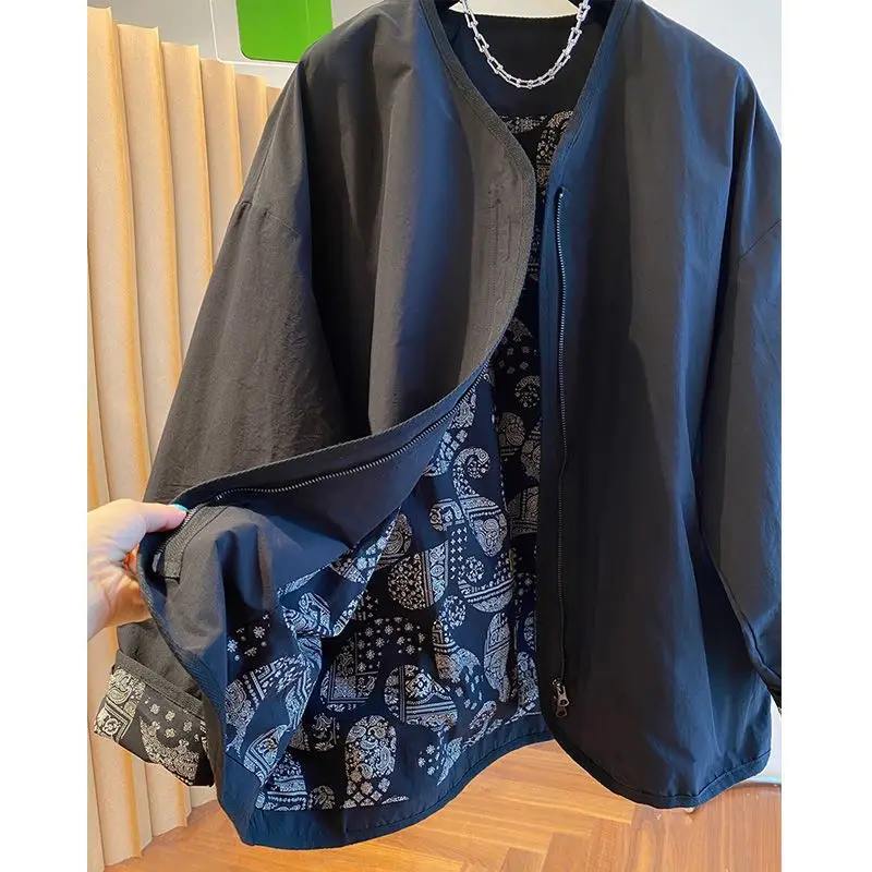 

2025 Spring and Autumn Short Long-sleeved Trench Coat Women's Fat MM Large Size Loose Simple Versatile Top High-end Trend