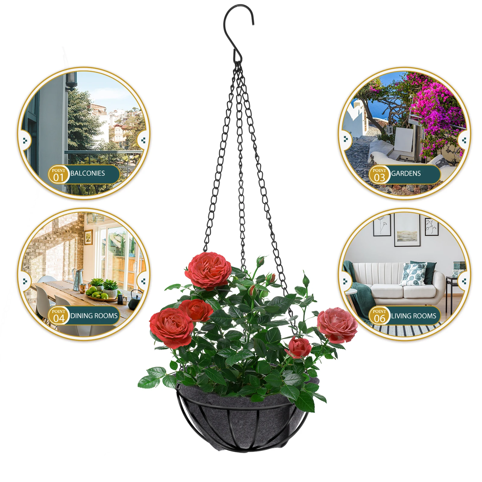 

4 pcs Fabric Round Planter Liners Reusable Felt Material Garden Indoor Plants Hanging Basket Kitchen Flowerpot Inserts