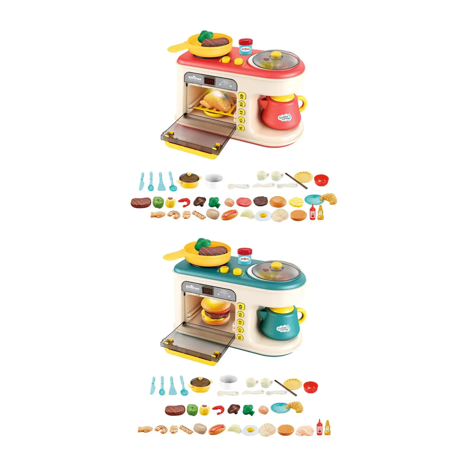 Kitchen Playset with Oven Birthday Gift with Music Light Food Cooking Playset for Birthday Interaction Learning Sensory Holiday