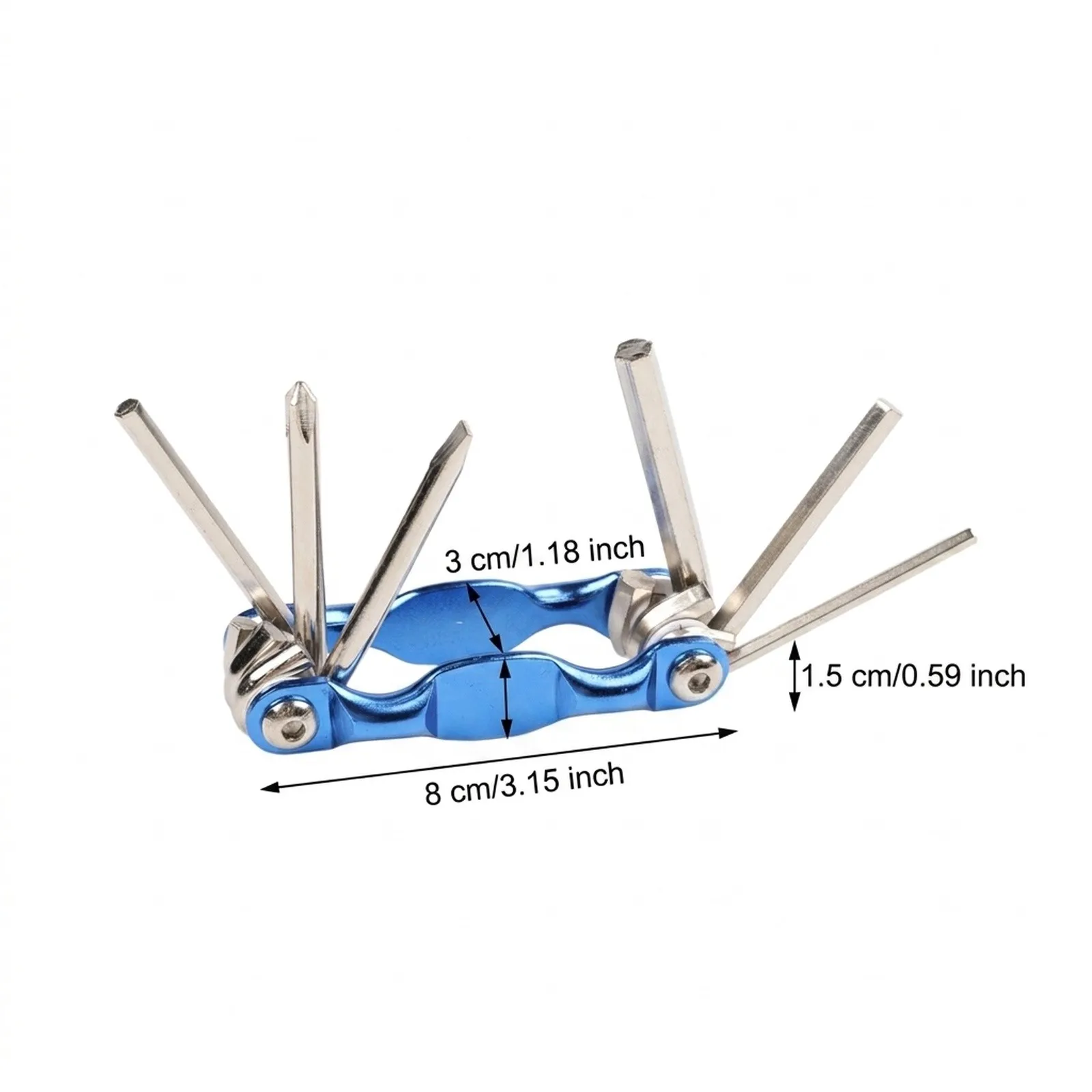 6-in-1 Aluminum Foldable Wrench for Two-Wheeler Adjustments Featuring Multiple Hex Sizes and Driver Compatibility