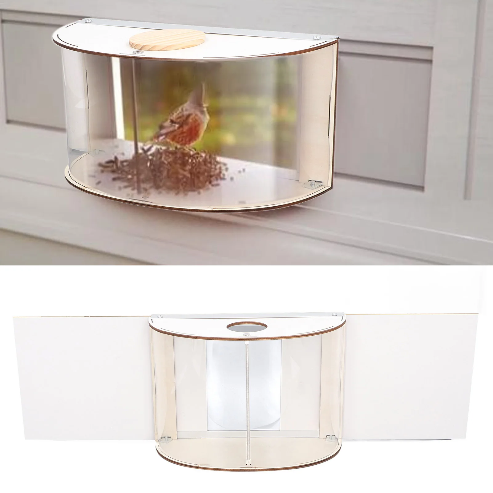 

Window Bird Feeder Inside House Rain Proof Adjustable Inlet Stable 180° Clear View Birds Feeder For Bird Watching