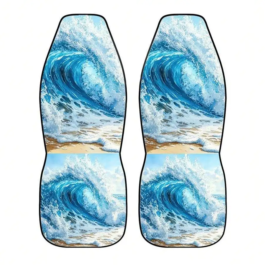 

Ocean Wave Car Seat Covers Universal Polyester Breathable Comfortable Interior Design