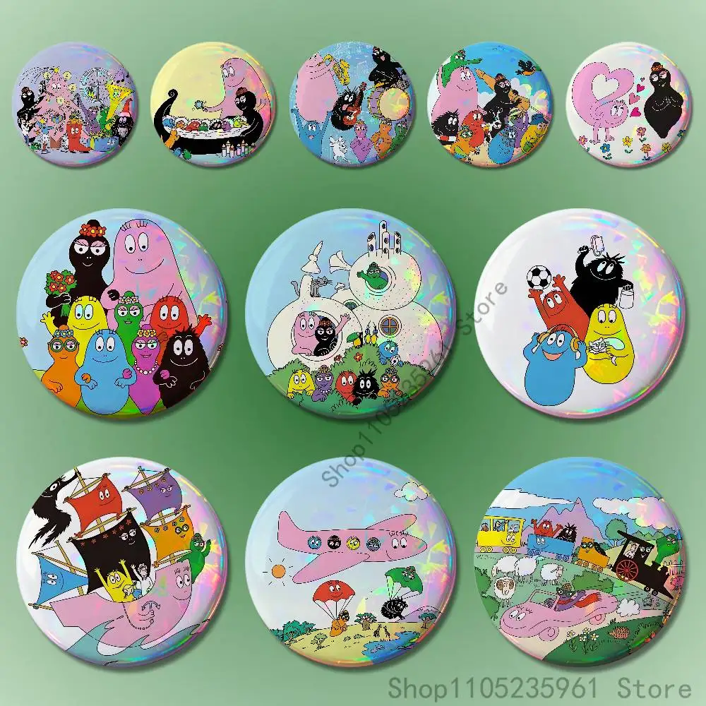 

B-Barbapapa Custom Badges 75mm 44mm 25mm Brooch Backpack Hat Pins Accessories Toys Valentine gift