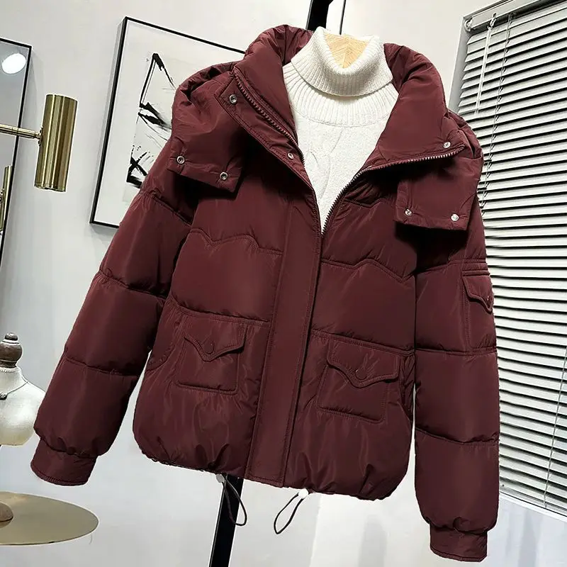 

Теплая хлопковая куртка высокого качества, женская зима 2026, новое пуховое хлопковое пальто с капюшоном, женские парки, плотная верхняя одежда, одежда для хлеба, пальто