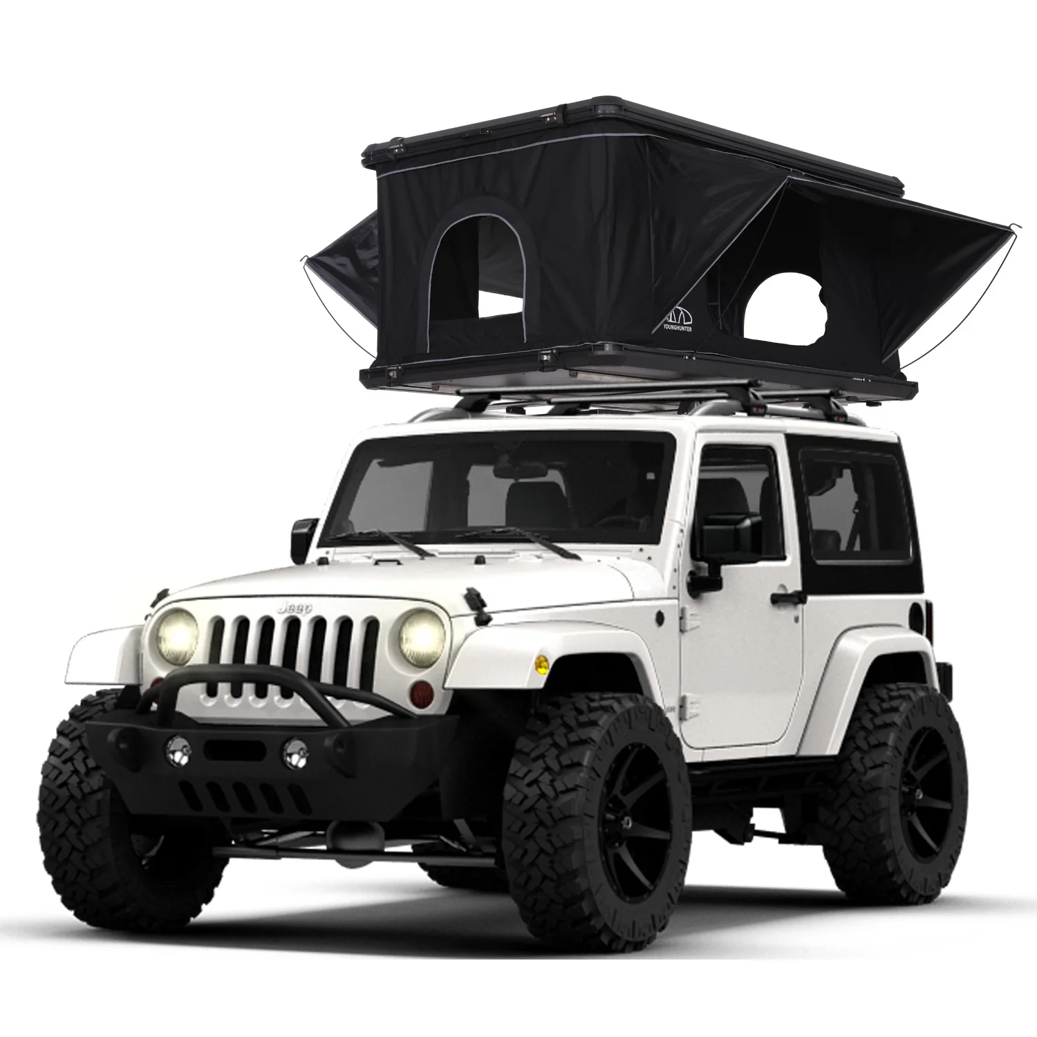 

Younghunter Aluminum Rectangle Style Outdoor Pop Up Open Camping Automatic Roof Top Tent For SUV 4x4