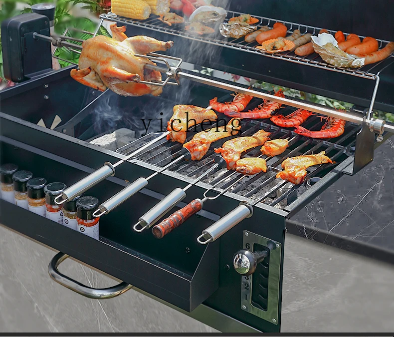 TQH Built-in BBQ Grill Villa Patio Charcoal Braise Grill Outdoor Kitchen BBQ Grill