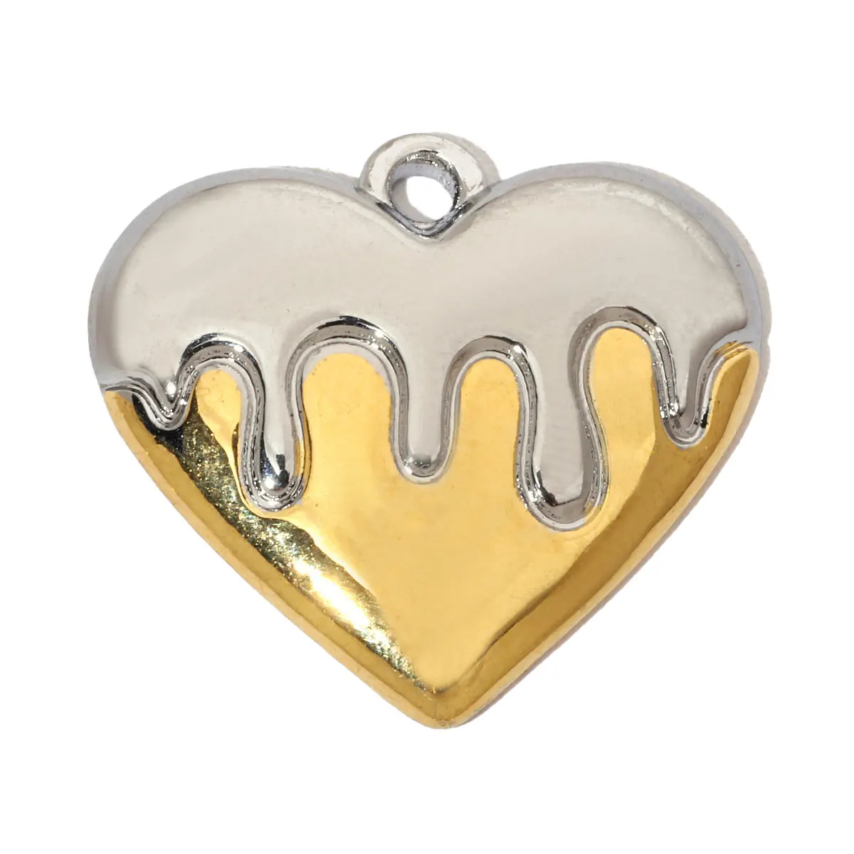 3Pcs/Lot Stainless Steel Heart Charms With Zircon Pendants For DIY Making  Bracelet Necklace Jewelry