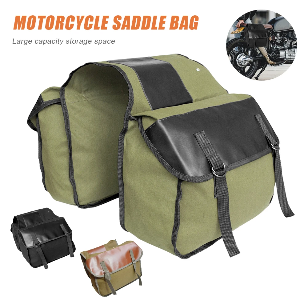 

Motorbike Touring Saddle Bag Canvas Waterproof Panniers Box Saddle Bag Rear Luggage Tank Bag Motorcycle Accessories Dropshipping