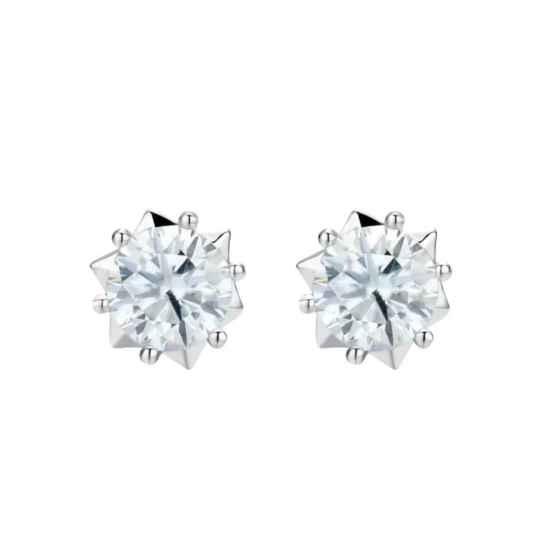 

Trendy 925 Sterling Silver 1ct D Color VVS1 Moissanite Snowflake Stud Earrings for Women Jewelry Diamond Test Pass Bithday Gift