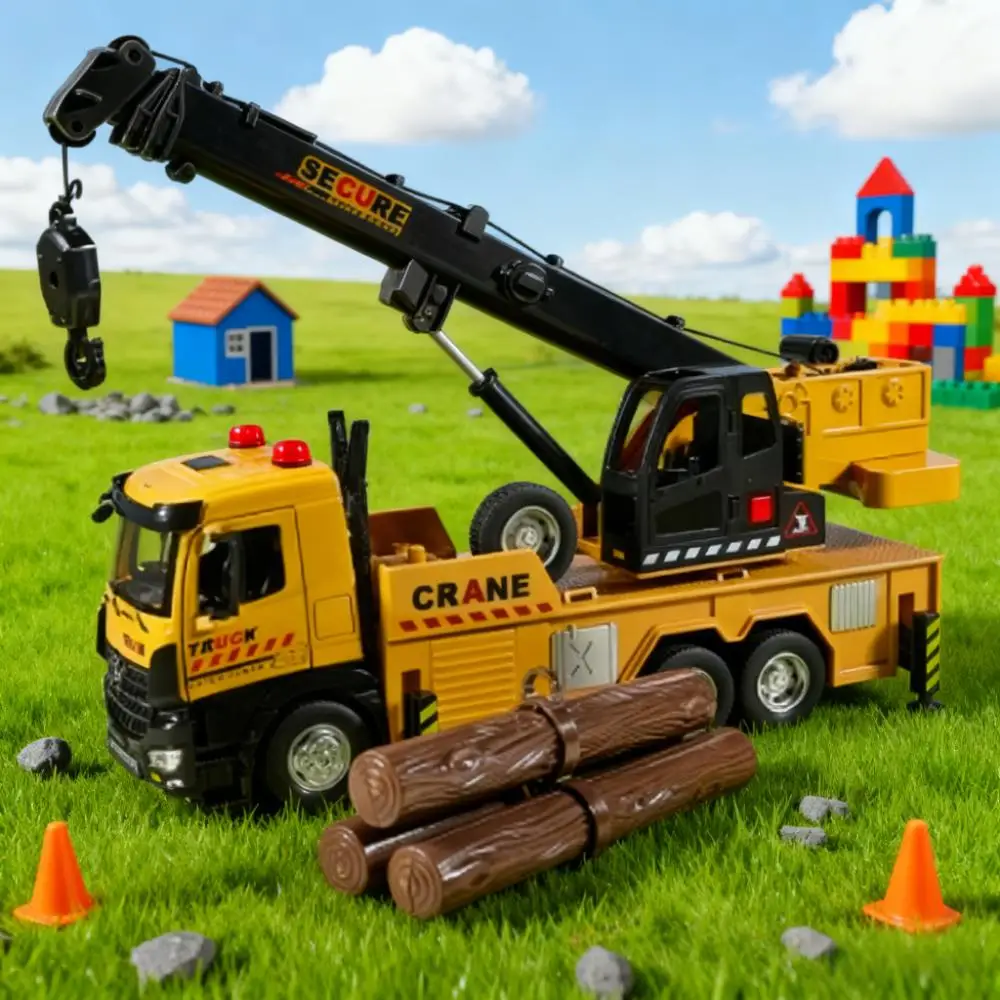 

Пластиковый строительный кран, игрушка-грузовик с подсветкой и звуком, литая под давлением модель автомобиля, игровой набор с резиновыми шинами для детей