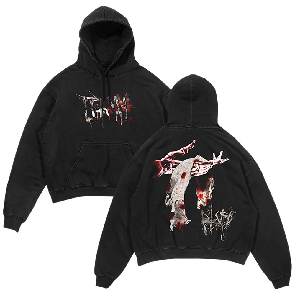 D4vd Merch هوديي أسود It4mi Logo 2023 Petals to Thorns Tour قمصان سويت شيرت بقلنسوة