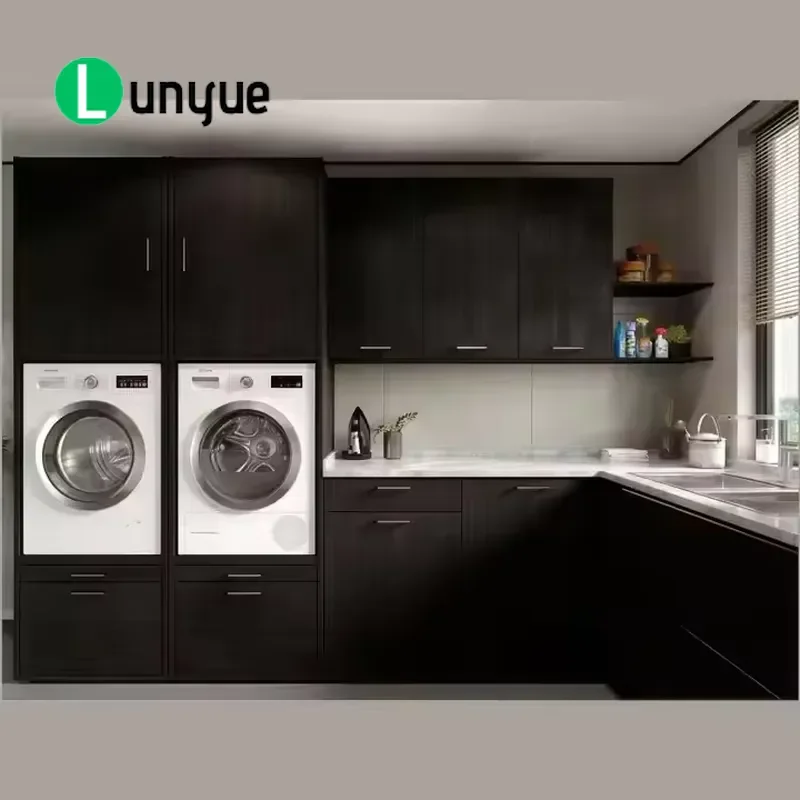 New Custom Balcony Laundry Cabinet Modern Integrated Washing Machine And Dryer Set Space Saving Waterproof Storage