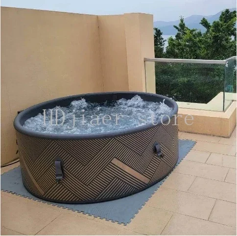 

Outdoor Hot Tub 6 Persons Garden Spa Portable Whirlpool Spa Air Bubbles Indoor Round Inflatable Hot Tub Spa Bath Tub
