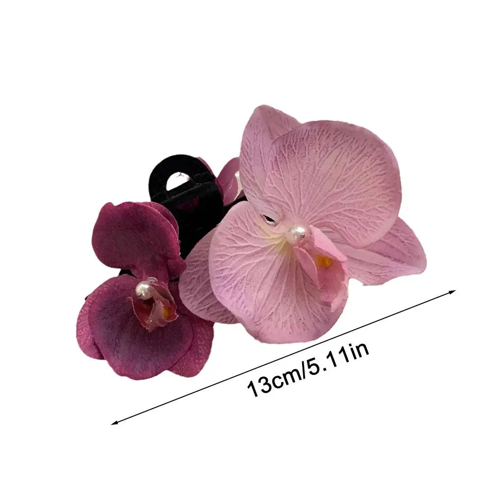 مشابك شعر على شكل زهرة الأوركيد على شكل فراشة للفتيات ، دبوس شعر على الطراز الخيالي ، ملعقة ظهر ، مخلب سمك القرش ، زهور محاكاة ، إكسسوارات شعر