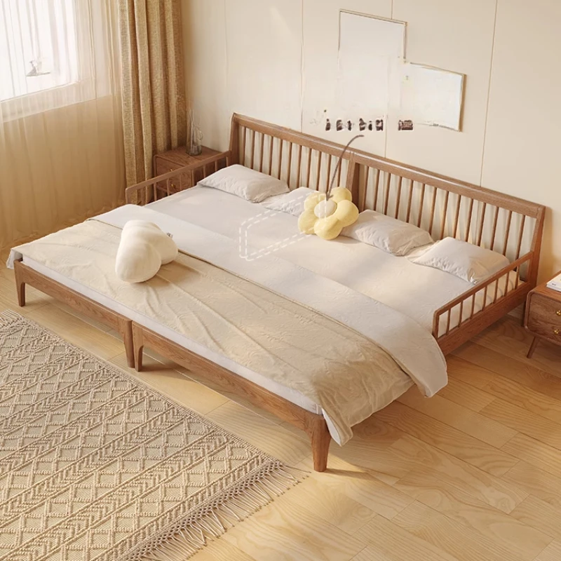 Mother-child bed, two-child family, parent-child children do not disturb each other, solid wood bed, widened splicing