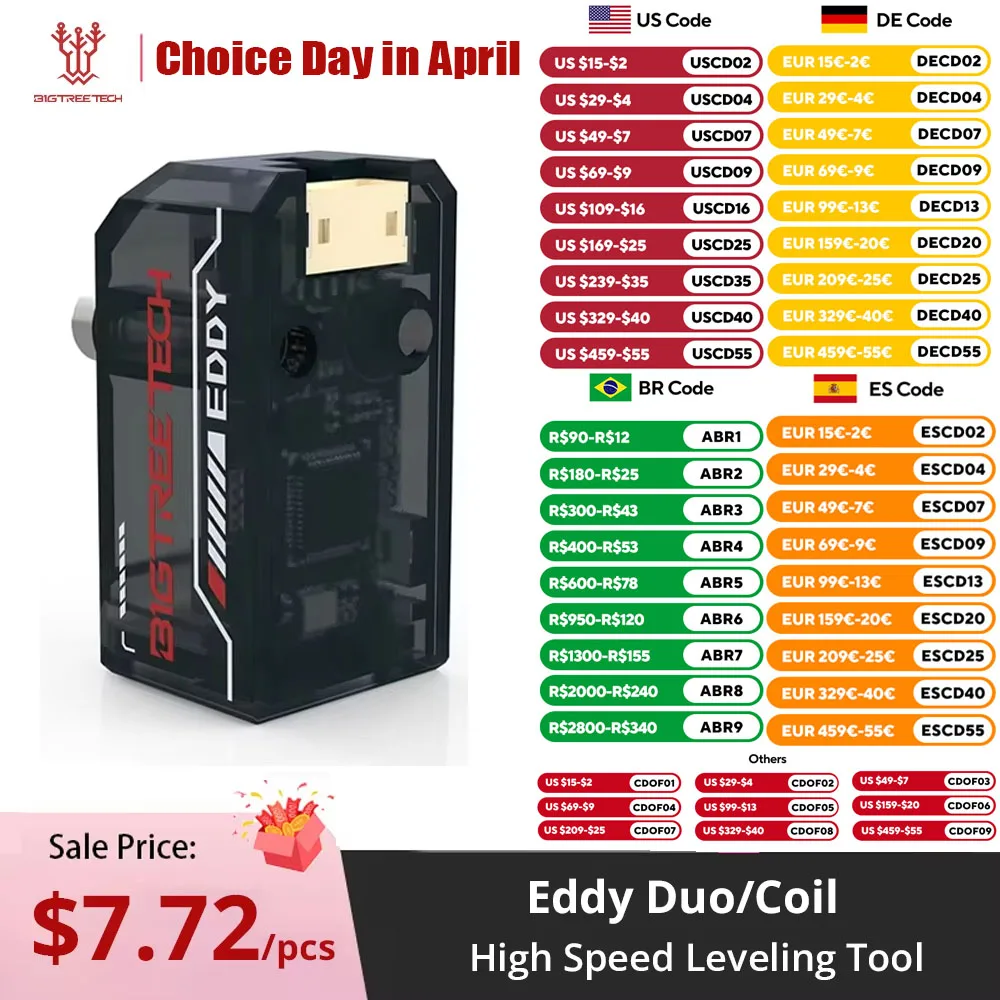 BIGTREETECH Eddy Duo Eddy Coil High-Speed Leveling Tool for Klipper 20 Sec fast leveling for StealthBurner Voron 2.4 3D Printer