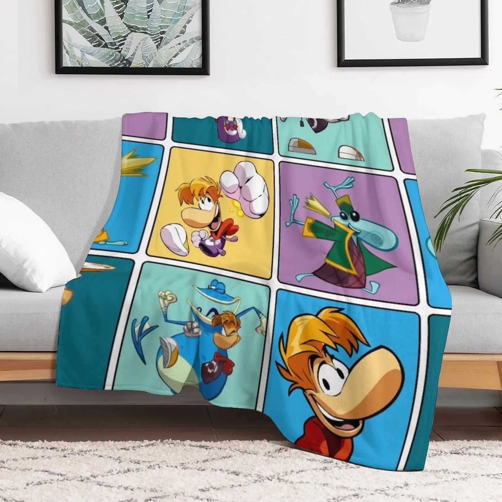 Rayman Squares Throw Blanket Thin for winter Blankets