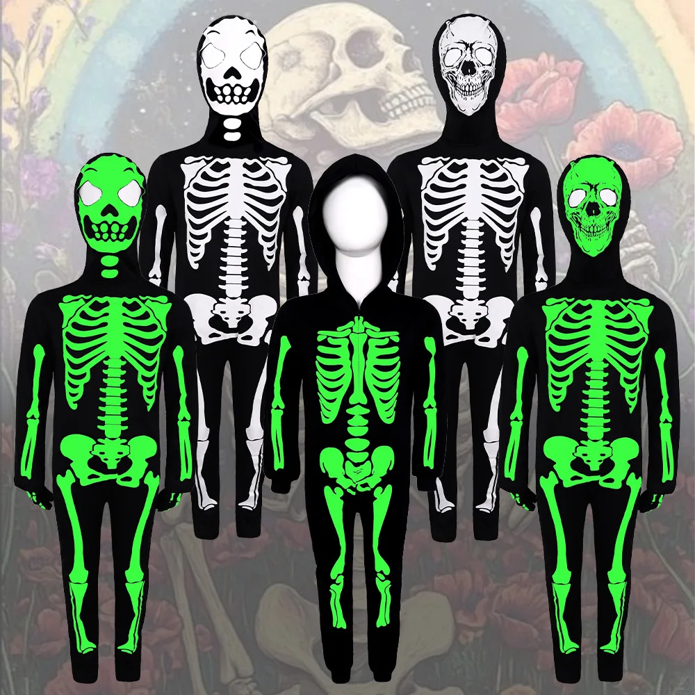 

Halloween Luminous Skeleton Cosplay Children's Costume One-piece Stage Performance Dress