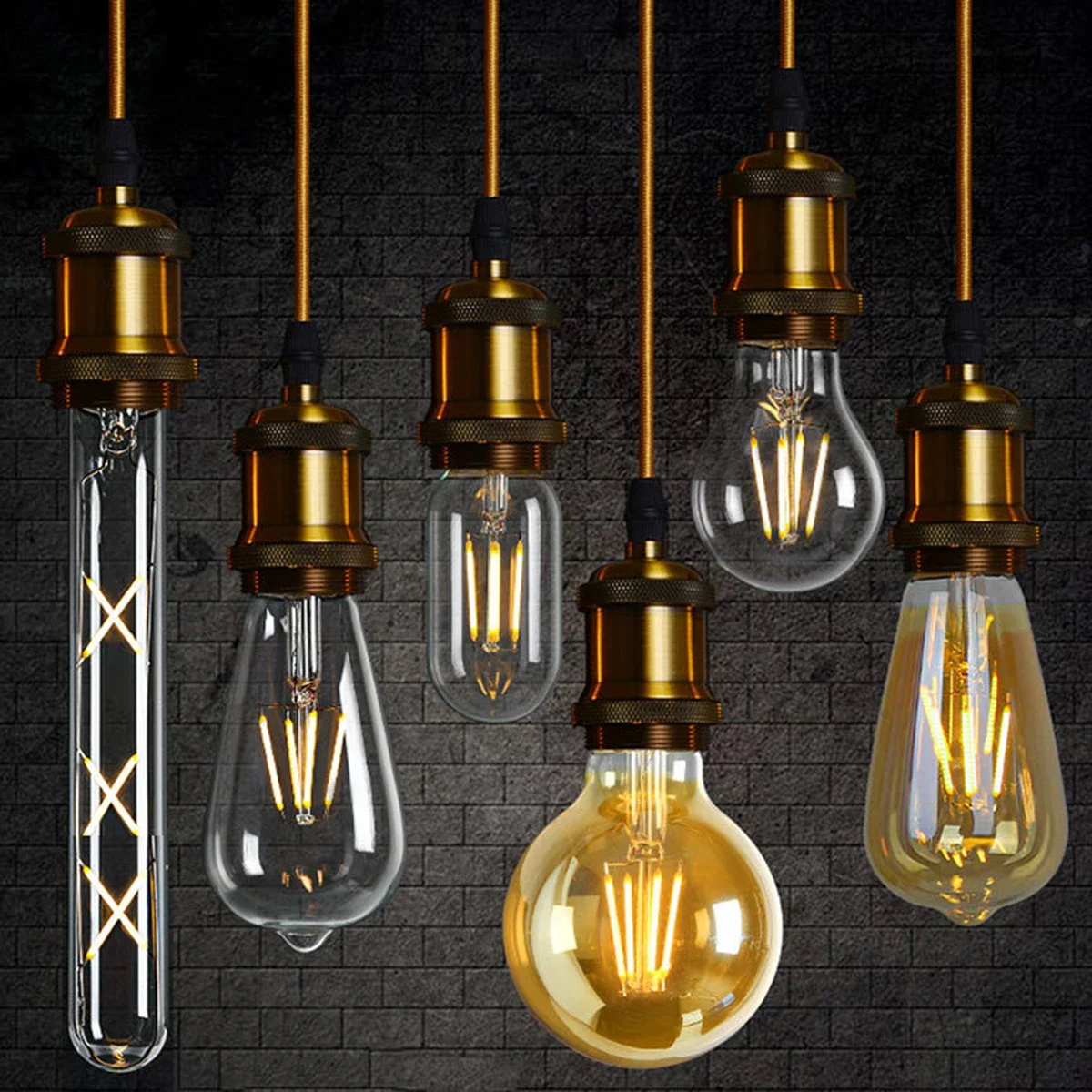 Imagem -02 - Retro Edison Levou Lâmpada de Incandescência Luz de Vela de Vidro C35 G45 A60 St64 G80 G95 G125 E27 E14 B22 4w 6w 8w ca 220v Peças