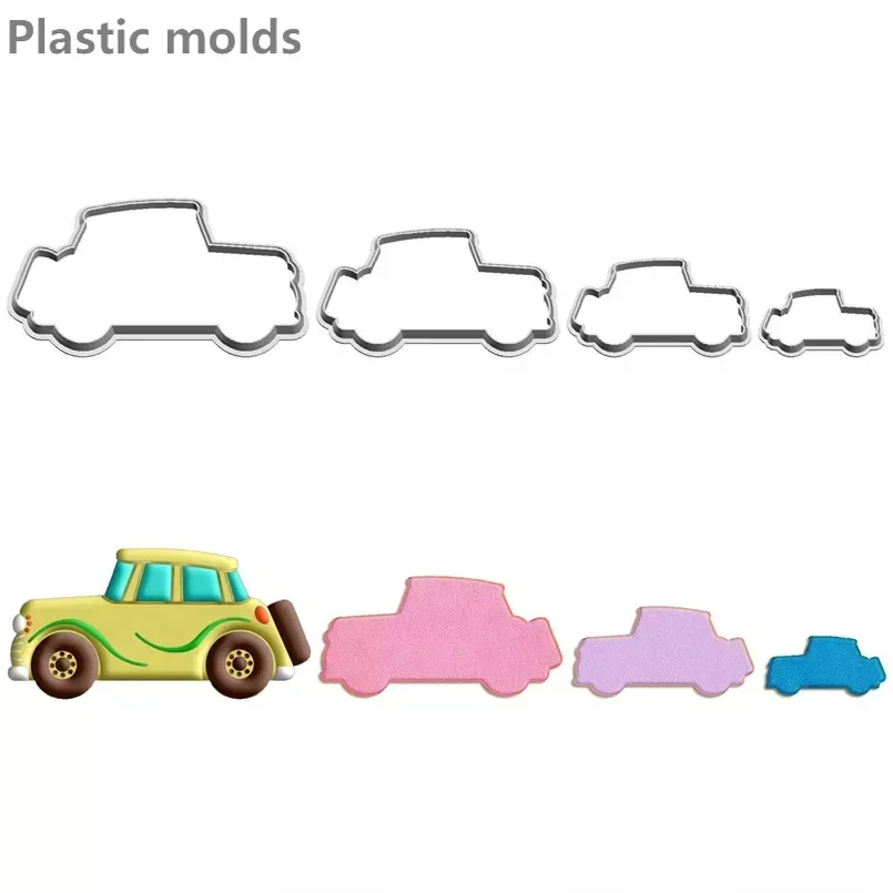 Four Specifications Cartoon Transportation Tools,7014 Old Style Car,Plastic Molds,Cake Fondant Tools,Cookie Sushi Cutters