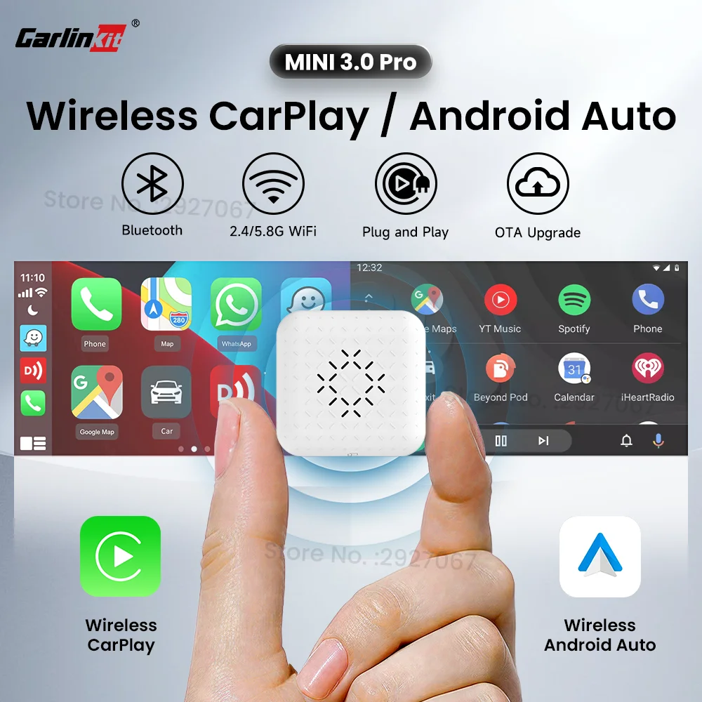 

Carlinkit Wired To Wireless Carplay Adapter Mini 3.0 Pro Wireless Android Auto Box USB Dongle Dual Mode for OEM Car Plug & Play