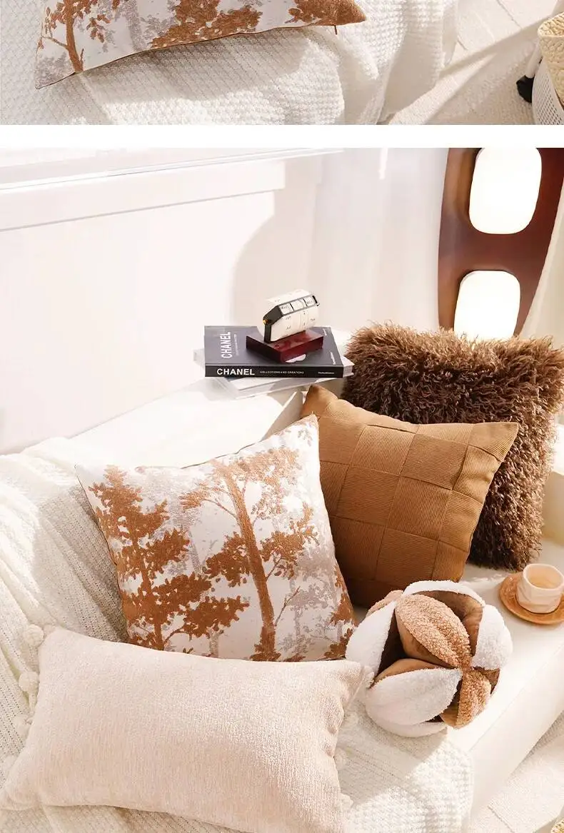 Amerikanischer Luxus-Kissenbezug mit Waldmotiv, weicher Chenille, moderner Plüsch-Dekokissenbezug für Wohnzimmer, Sofa, Bettdekoration – Detail 8