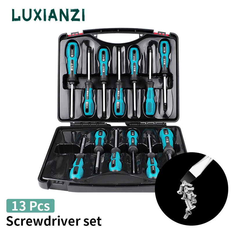 LUXIANZI Multi-functional Screwdriver Set Slotted Phillips With Magnetic Bits For Household Repair Hand Tool Screw Driver