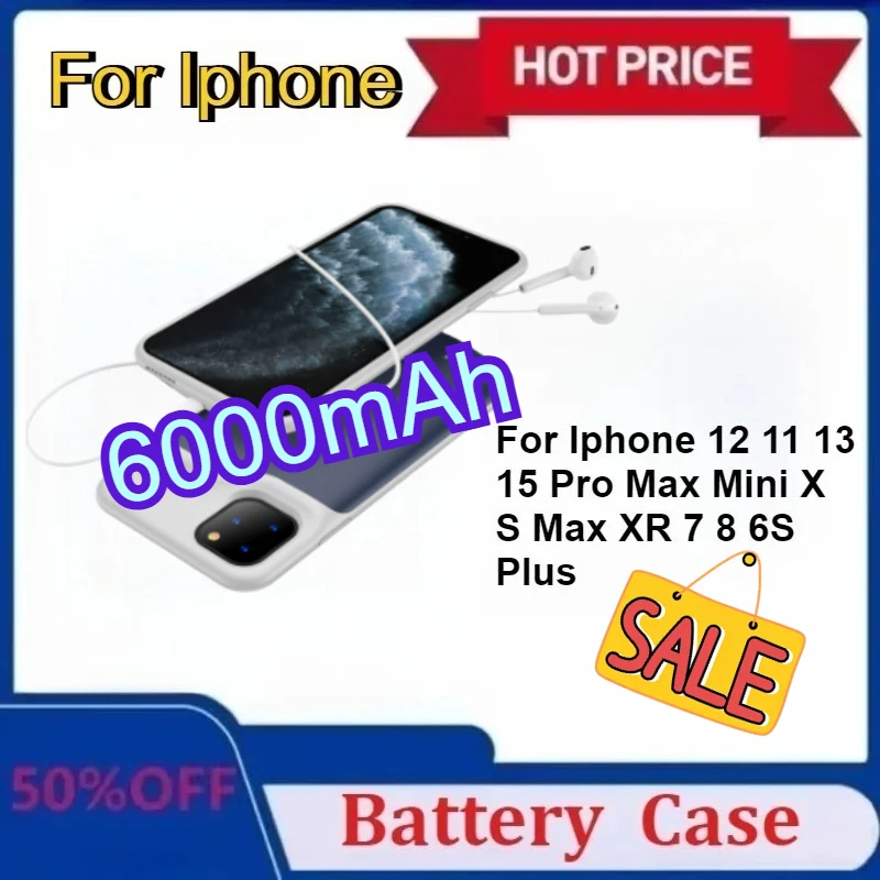 

New 10000mAh Battery Case for Iphone 13 11 12 15 Pro Max Mini Power for IPhone X S Max XR 8 7 6S Plus SE2020 Case