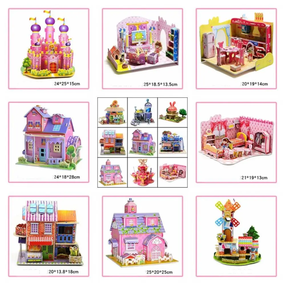 

3D Puzzle 3D Castle Model Puzzle Toys Castle House Miniature Houses Model Toys Garden Craft 3D Puzzle House Model Toys