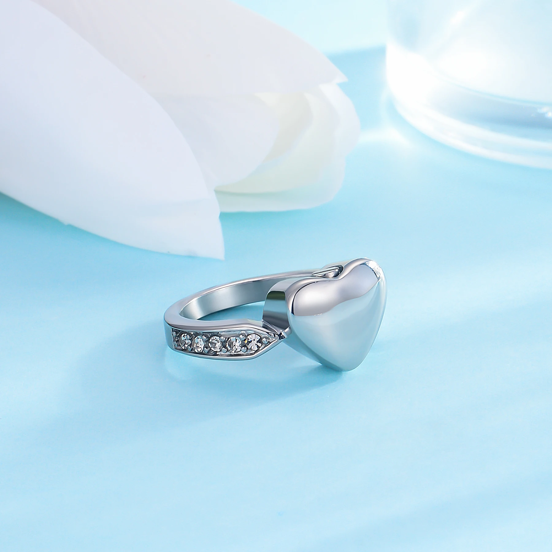 Love Heart cremation Ash rings Stainless Steel Memorial Urn Ring Ashes Keepsake Cremation Jewelry Size 6-10