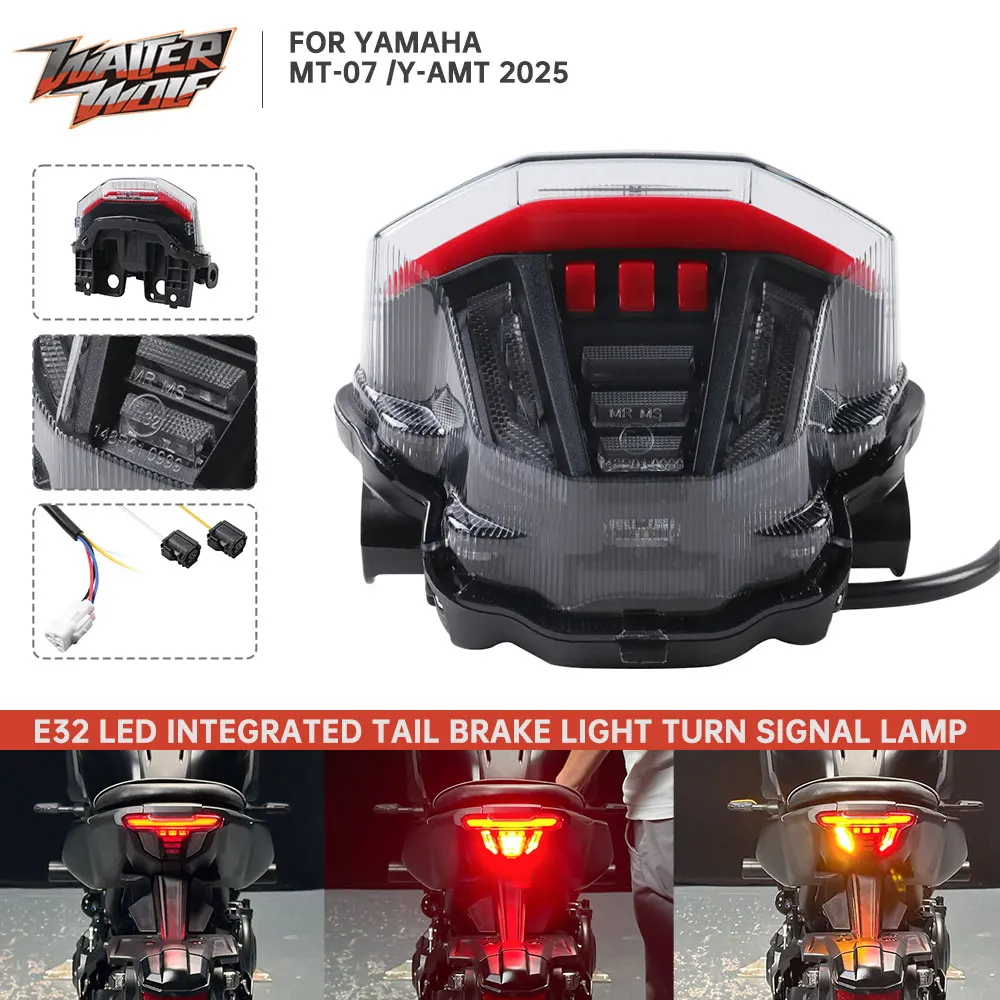 

2025 MT-07 LED Integrated Tail Lights Assembly For Yamaha MT07 Y-AMT MT 07 Emark Rear Brake Running Light Stop Lamp Signal Light
