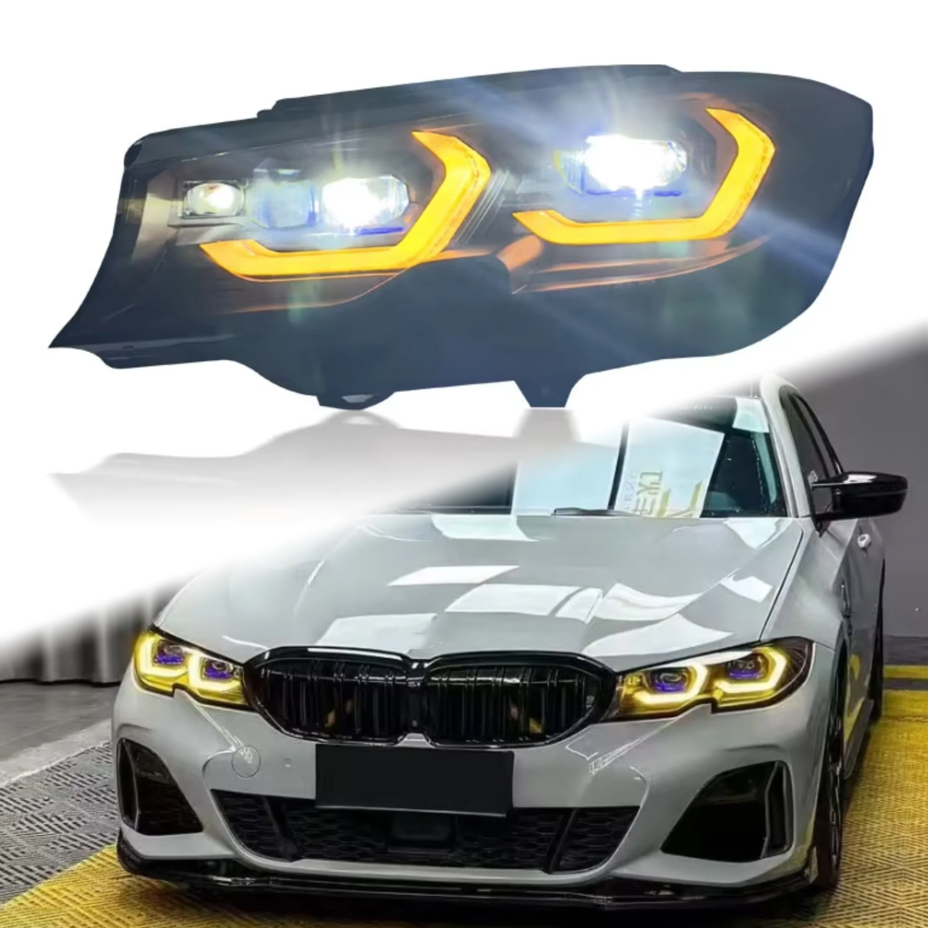 

MRD Fit for BMW G20 G28 New 3 Series 2019-2021 LED Headlights Modified Car Yellow DRL Daytime Running Light