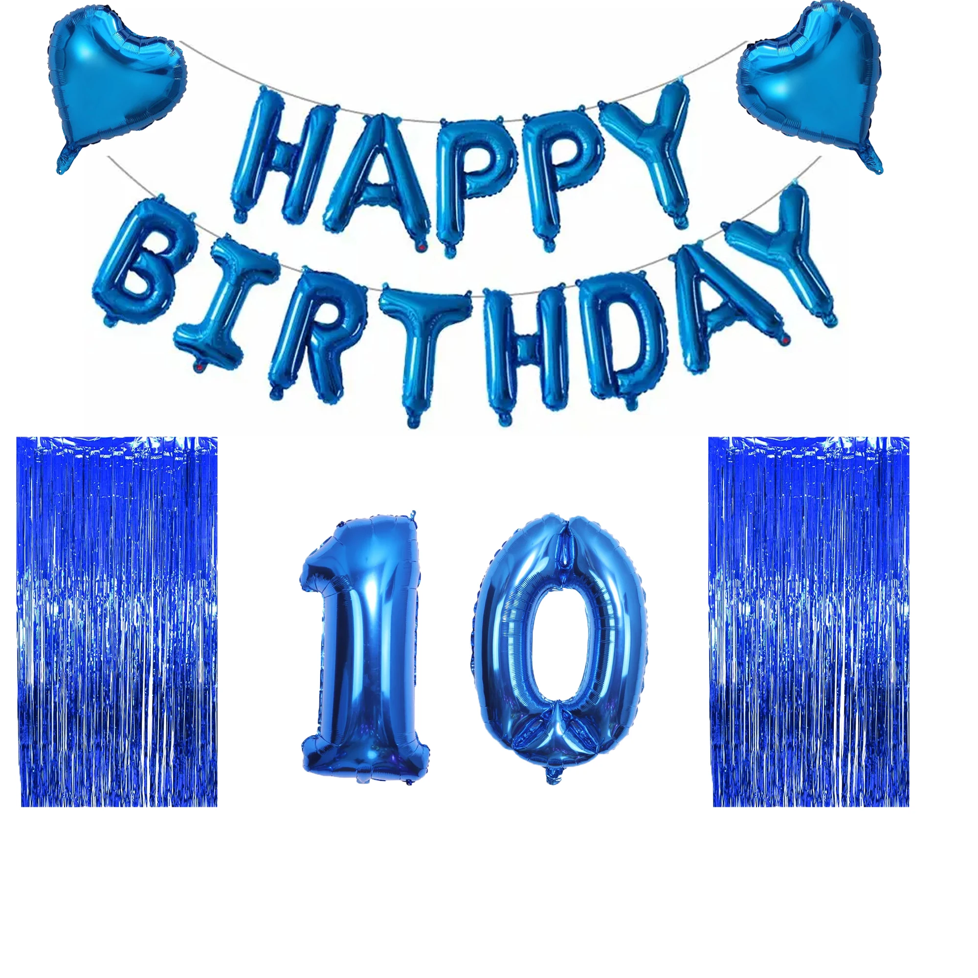 Blue Happy Birthday Number Foil Balloons Kids Adult Party Decorations Boy Girl 10 11 12 13 14 15 16 17 18 19 20 Year Old