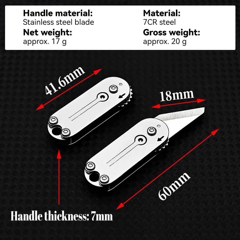 Stainless Steel Mini Gear Knife Sharp Portable Pocket Folding Knife Key Chain Pendant Unpacking Express Tool