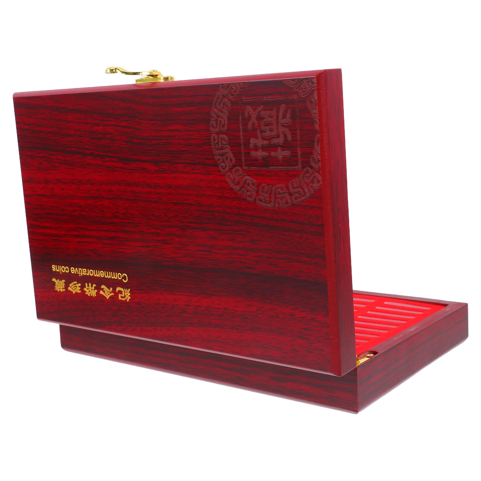 

1Pcs Wooden Coin Box Lacquered Eva Flocking Compact Portable Coin Holder Commemorative Storage Organizer Collection