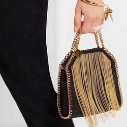 Bolso de mano de diseñador de marca para mujer, bandolera de un hombro con borla y cadena, a la moda, 2023