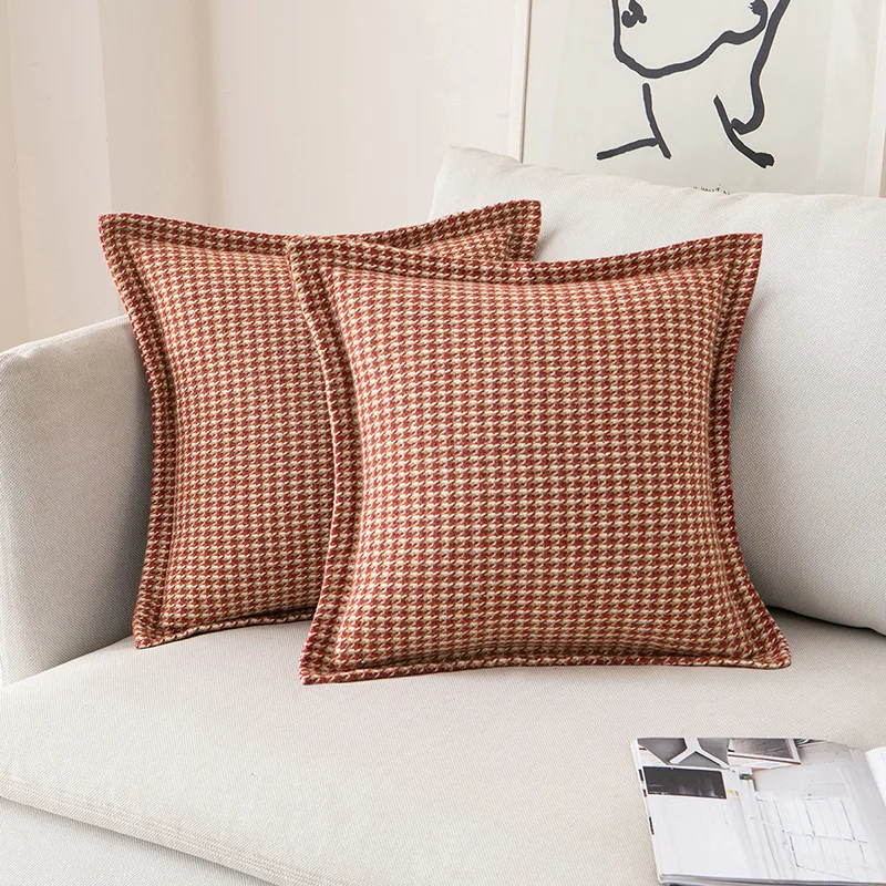 Nordic thousand bird grid pillow cover study pillow cushion car bedroom sofa cushion modern plaid pillowcase