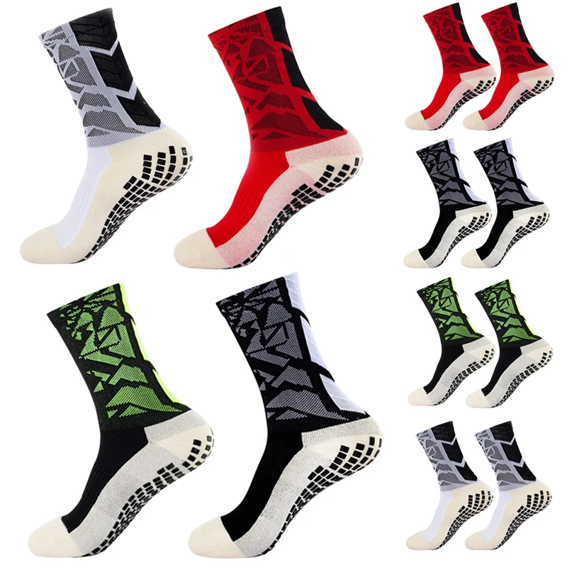 4 Pairs Camo Soccer Socks Men Women Non-slip Grip Socks Silicone Bottom Sports Football Socks Rugby Volleyball Badminton Socks