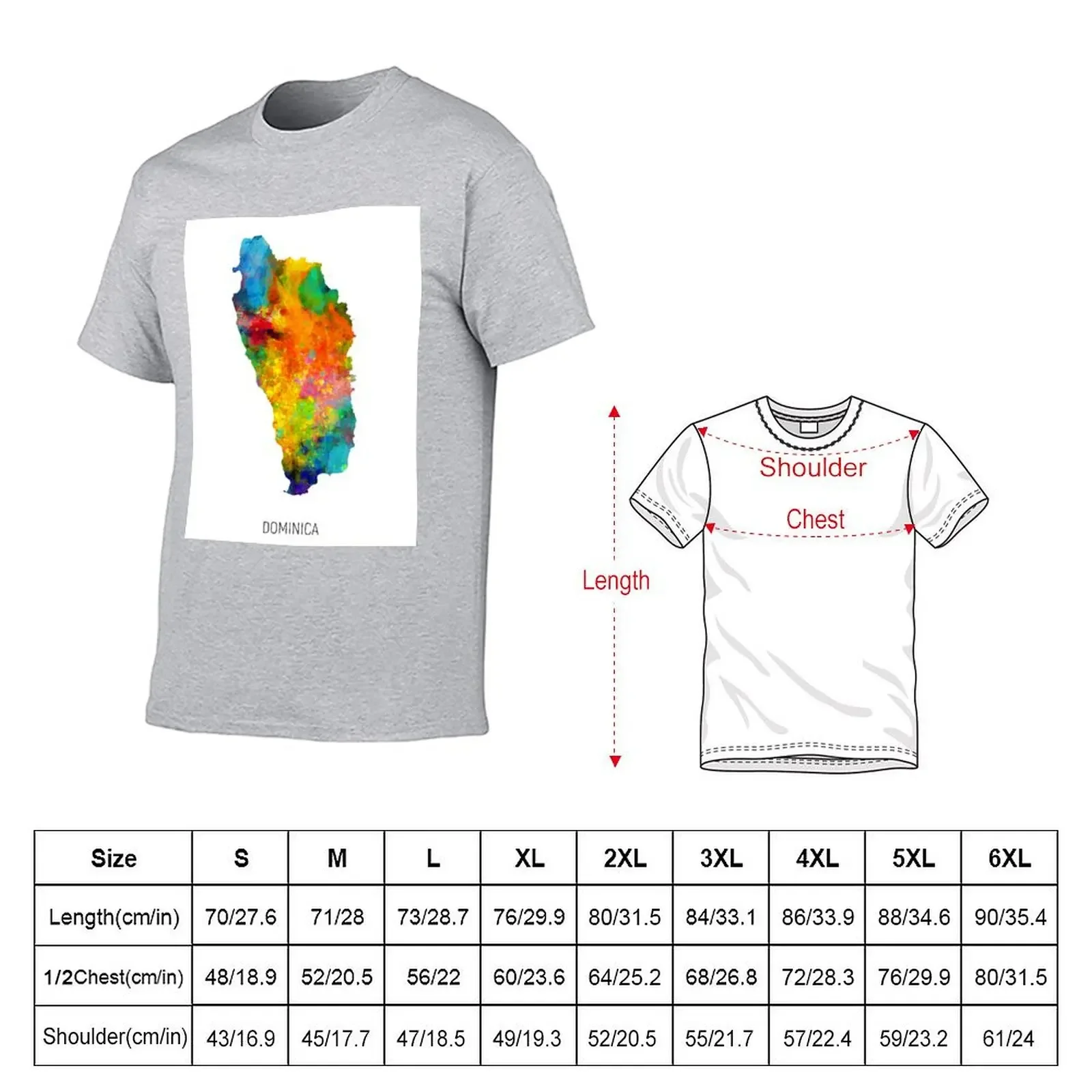 Dominica Watercolor Map T-shirt heavyweights anime summer top shirts graphic tees fitted t shirts for men